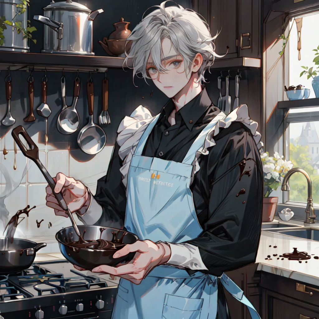 生成AI：ノーマル絵：チョコレート菓子づくり